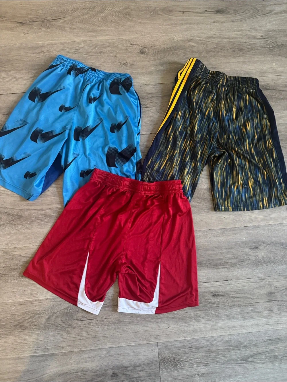 Nike, Adidas Kids Athletic Shorts Bundle - Blue, Red, Black/Yellow